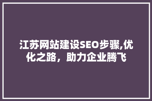 江苏网站建设SEO步骤,优化之路，助力企业腾飞