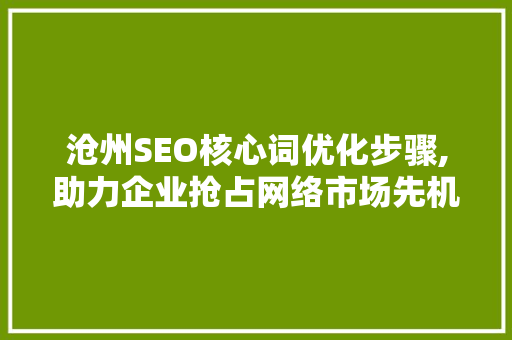 沧州SEO核心词优化步骤,助力企业抢占网络市场先机