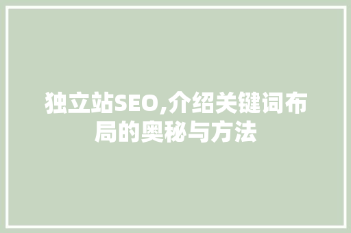 独立站SEO,介绍关键词布局的奥秘与方法