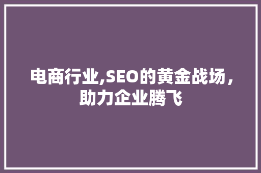 电商行业,SEO的黄金战场，助力企业腾飞