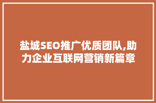盐城SEO推广优质团队,助力企业互联网营销新篇章