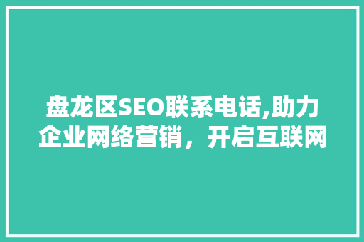 盘龙区SEO联系电话,助力企业网络营销，开启互联网时代新篇章