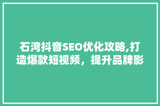 石湾抖音SEO优化攻略,打造爆款短视频，提升品牌影响力