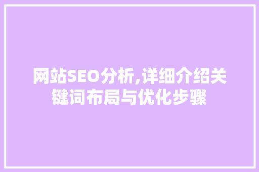 网站SEO分析,详细介绍关键词布局与优化步骤 Web前端