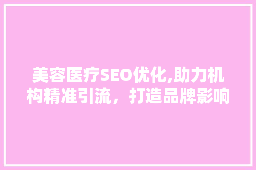 美容医疗SEO优化,助力机构精准引流，打造品牌影响力