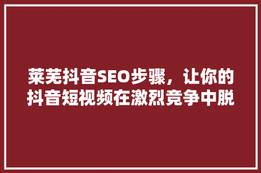 莱芜抖音SEO步骤，让你的抖音短视频在激烈竞争中脱颖而出