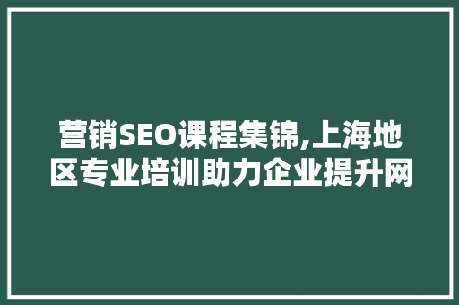 营销SEO课程集锦,上海地区专业培训助力企业提升网络竞争力