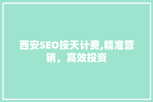 西安SEO按天计费,精准营销，高效投资