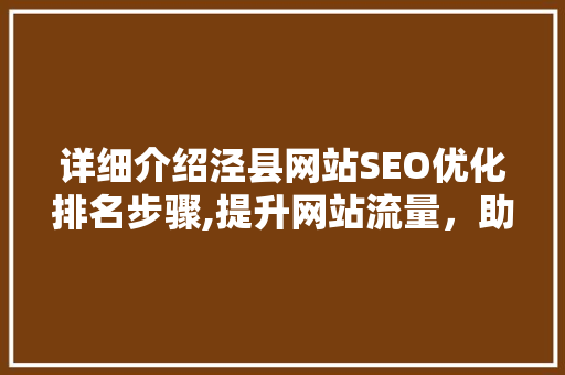 详细介绍泾县网站SEO优化排名步骤,提升网站流量，助力企业腾飞