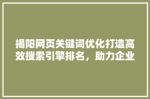 揭阳网页关键词优化打造高效搜索引擎排名，助力企业腾飞