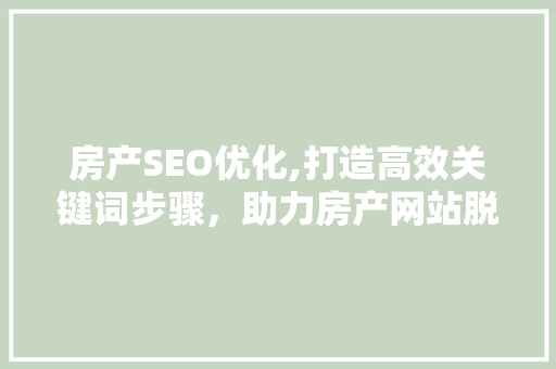 房产SEO优化,打造高效关键词步骤，助力房产网站脱颖而出