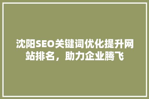 沈阳SEO关键词优化提升网站排名，助力企业腾飞