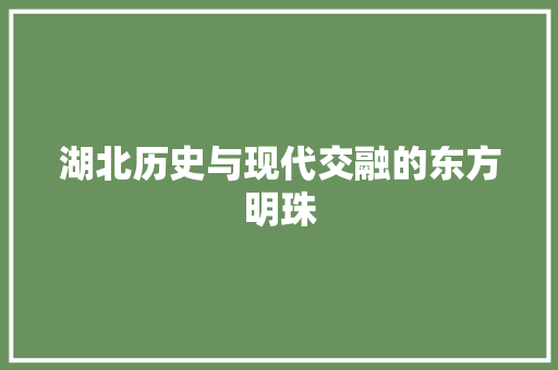 湖北历史与现代交融的东方明珠