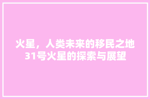 火星，人类未来的移民之地31号火星的探索与展望