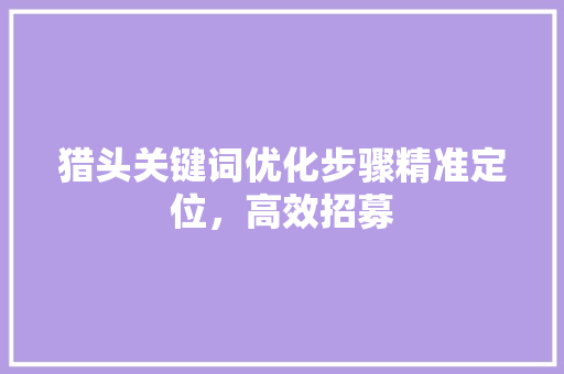 猎头关键词优化步骤精准定位，高效招募 建站教程