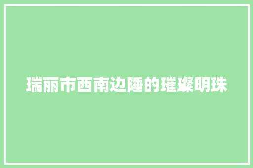 瑞丽市西南边陲的璀璨明珠