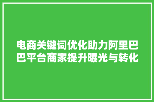电商关键词优化助力阿里巴巴平台商家提升曝光与转化