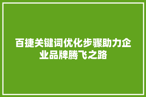 百捷关键词优化步骤助力企业品牌腾飞之路