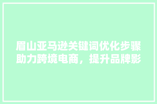 眉山亚马逊关键词优化步骤助力跨境电商，提升品牌影响力