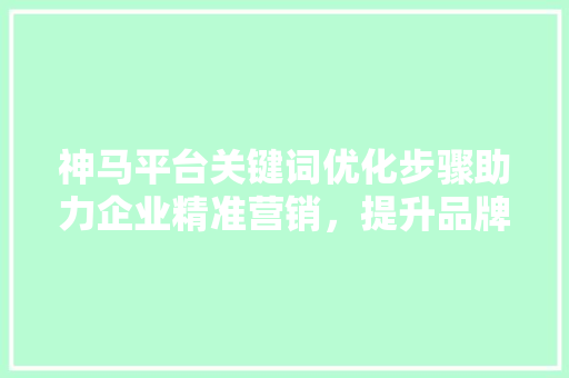 神马平台关键词优化步骤助力企业精准营销，提升品牌影响力