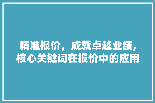 精准报价，成就卓越业绩,核心关键词在报价中的应用与方法