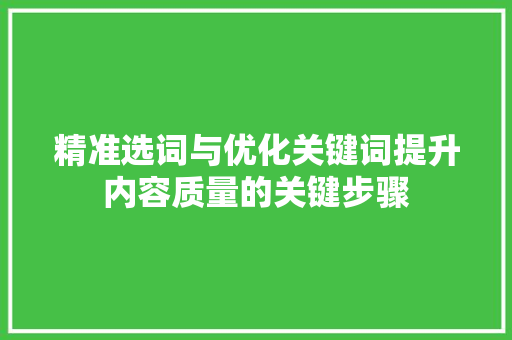 精准选词与优化关键词提升内容质量的关键步骤