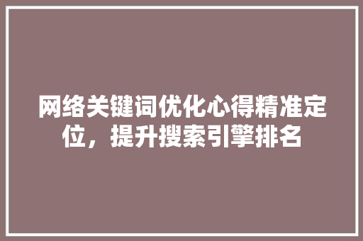 网络关键词优化心得精准定位，提升搜索引擎排名
