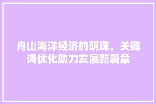 舟山海洋经济的明珠，关键词优化助力发展新篇章