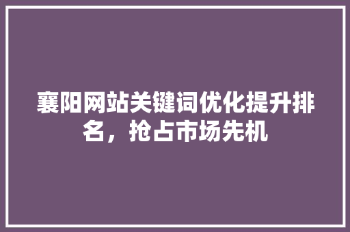 襄阳网站关键词优化提升排名，抢占市场先机