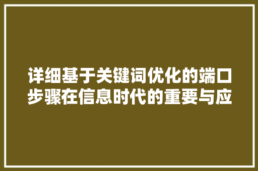 详细基于关键词优化的端口步骤在信息时代的重要与应用