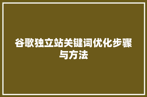 谷歌独立站关键词优化步骤与方法