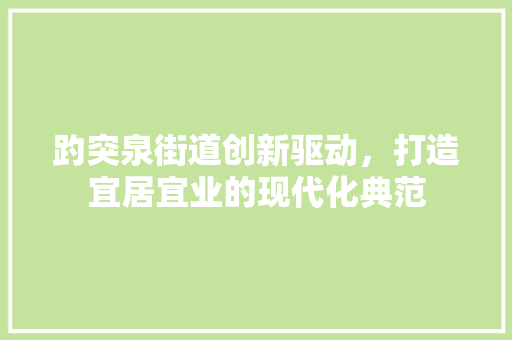 趵突泉街道创新驱动，打造宜居宜业的现代化典范