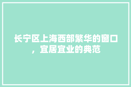 长宁区上海西部繁华的窗口，宜居宜业的典范