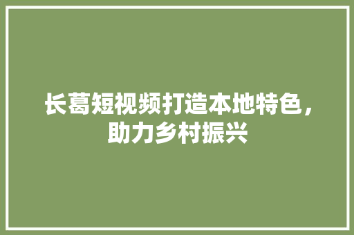 长葛短视频打造本地特色，助力乡村振兴