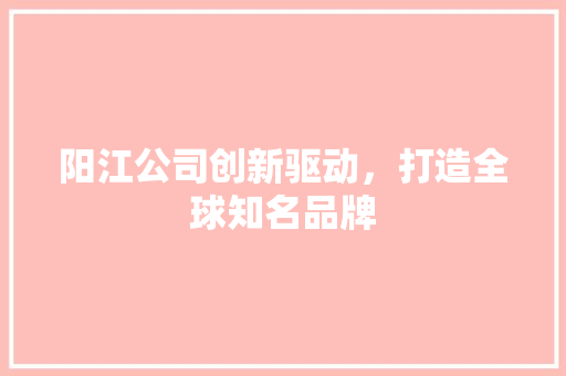 阳江公司创新驱动，打造全球知名品牌
