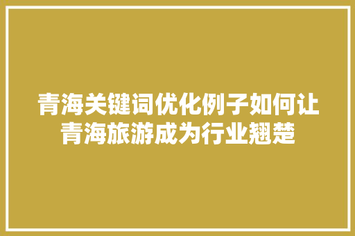 青海关键词优化例子如何让青海旅游成为行业翘楚