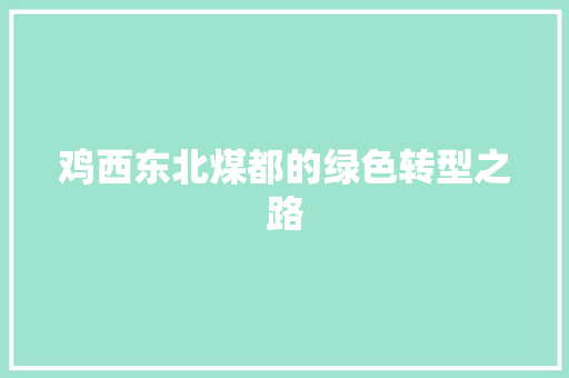 鸡西东北煤都的绿色转型之路