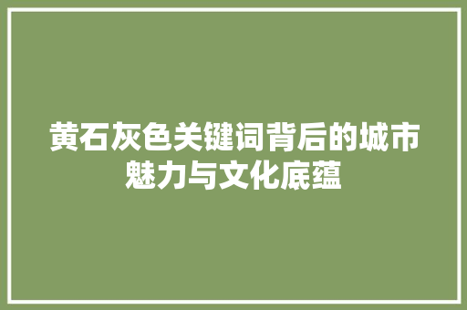 黄石灰色关键词背后的城市魅力与文化底蕴