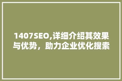 1407SEO,详细介绍其效果与优势，助力企业优化搜索引擎排名