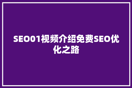 SEO01视频介绍免费SEO优化之路 SEO教程