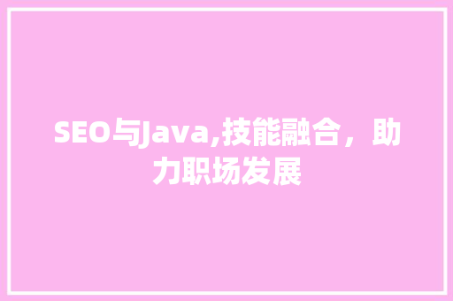 SEO与Java,技能融合，助力职场发展