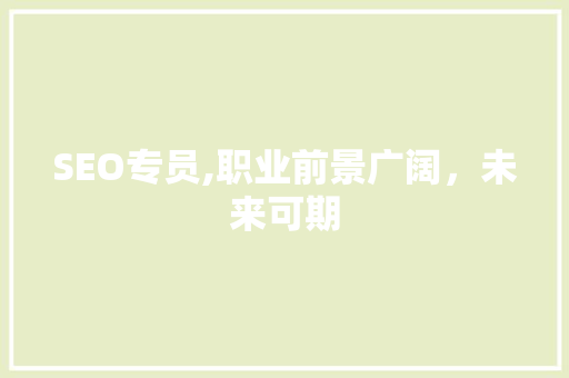 SEO专员,职业前景广阔，未来可期