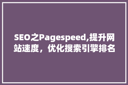SEO之Pagespeed,提升网站速度，优化搜索引擎排名的关键