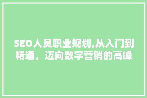 SEO人员职业规划,从入门到精通，迈向数字营销的高峰