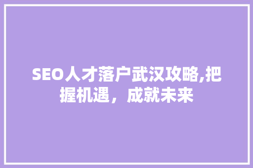 SEO人才落户武汉攻略,把握机遇，成就未来