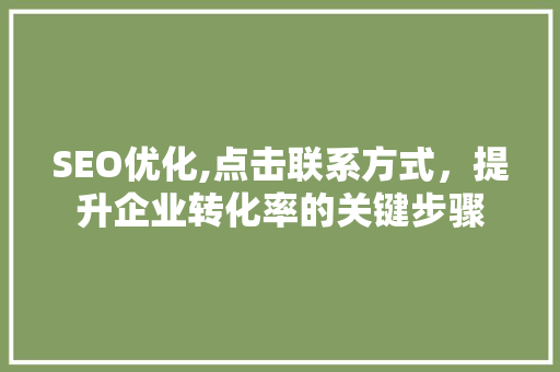 SEO优化,点击联系方式，提升企业转化率的关键步骤