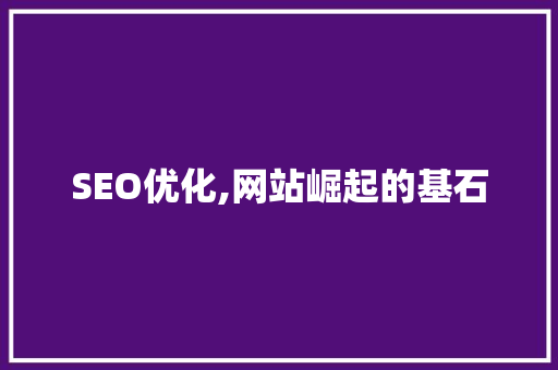 SEO优化,网站崛起的基石