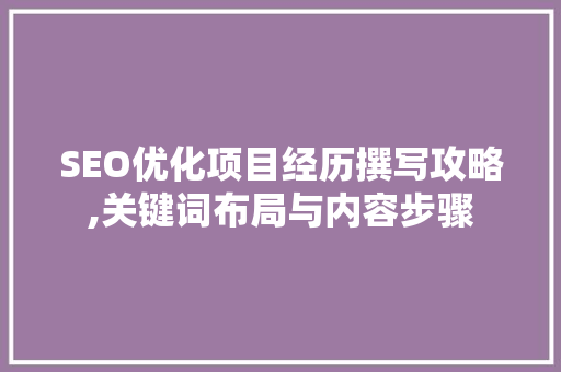 SEO优化项目经历撰写攻略,关键词布局与内容步骤