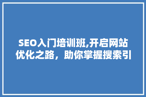 SEO入门培训班,开启网站优化之路，助你掌握搜索引擎排名方法