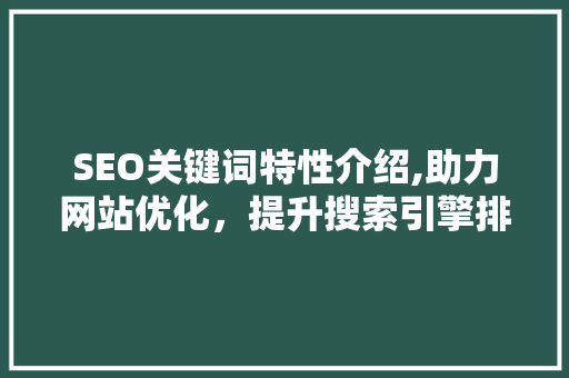 SEO关键词特性介绍,助力网站优化，提升搜索引擎排名 Web前端